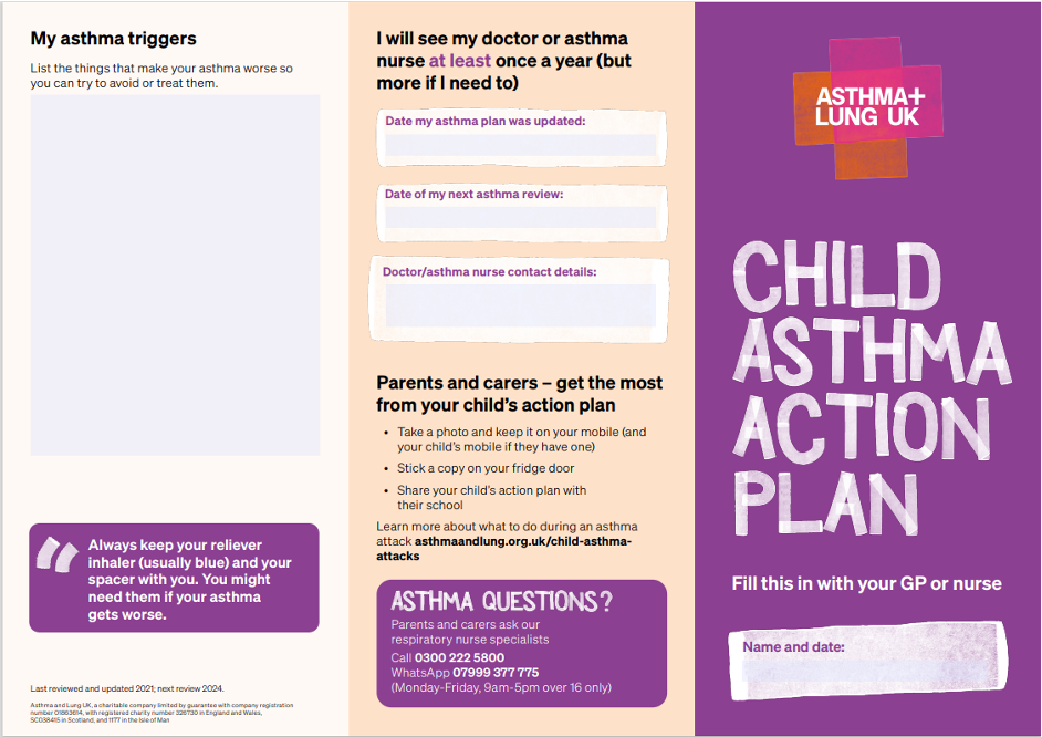 Asthma Plan Page 1
