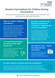 childhood vaccinations during coronavirus