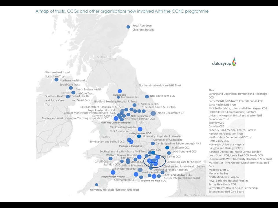 National map of child health hubs