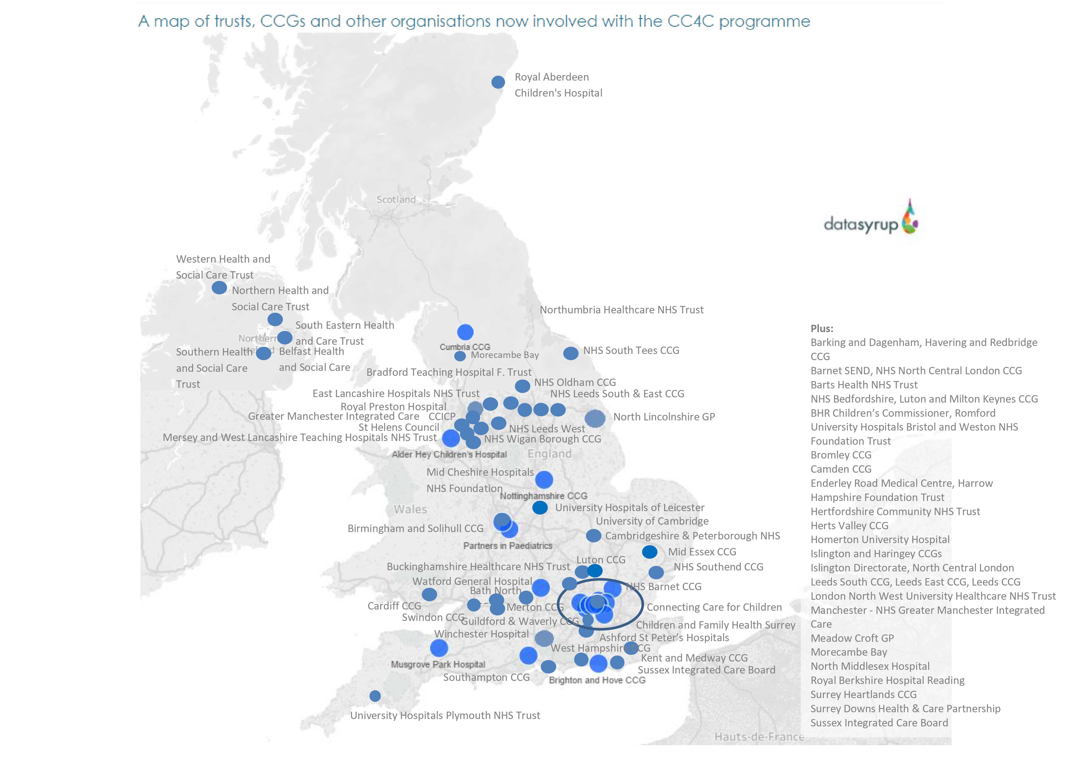 National map of child health hubs